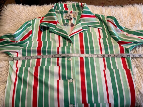 Vintage 1960s/1970s red green and white striped l… - image 5