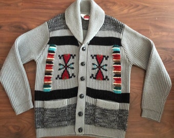 Amazing rare Vintage Miller Outerwear retro southwest Aztec boho sweater cardigan adult size large