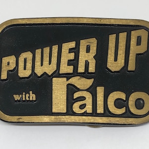 Clearance//Vintage 70s Power Up With Ralco solid brass DynaBuckle belt buckle agriculture