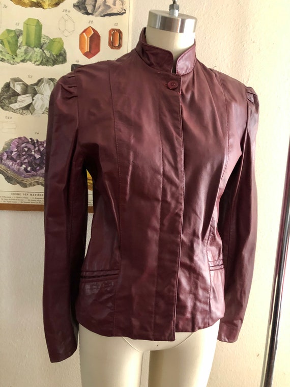 Vintage 80s red/maroon leather jacket women’s siz… - image 2