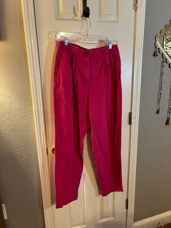 Vintage pink cotton linen pleated pants