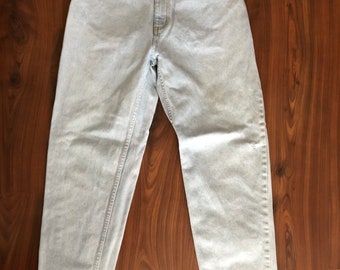 Jeans vintage Eddie Bauer de cintura alta con lavado claro, talla 30S, un poco más pequeños