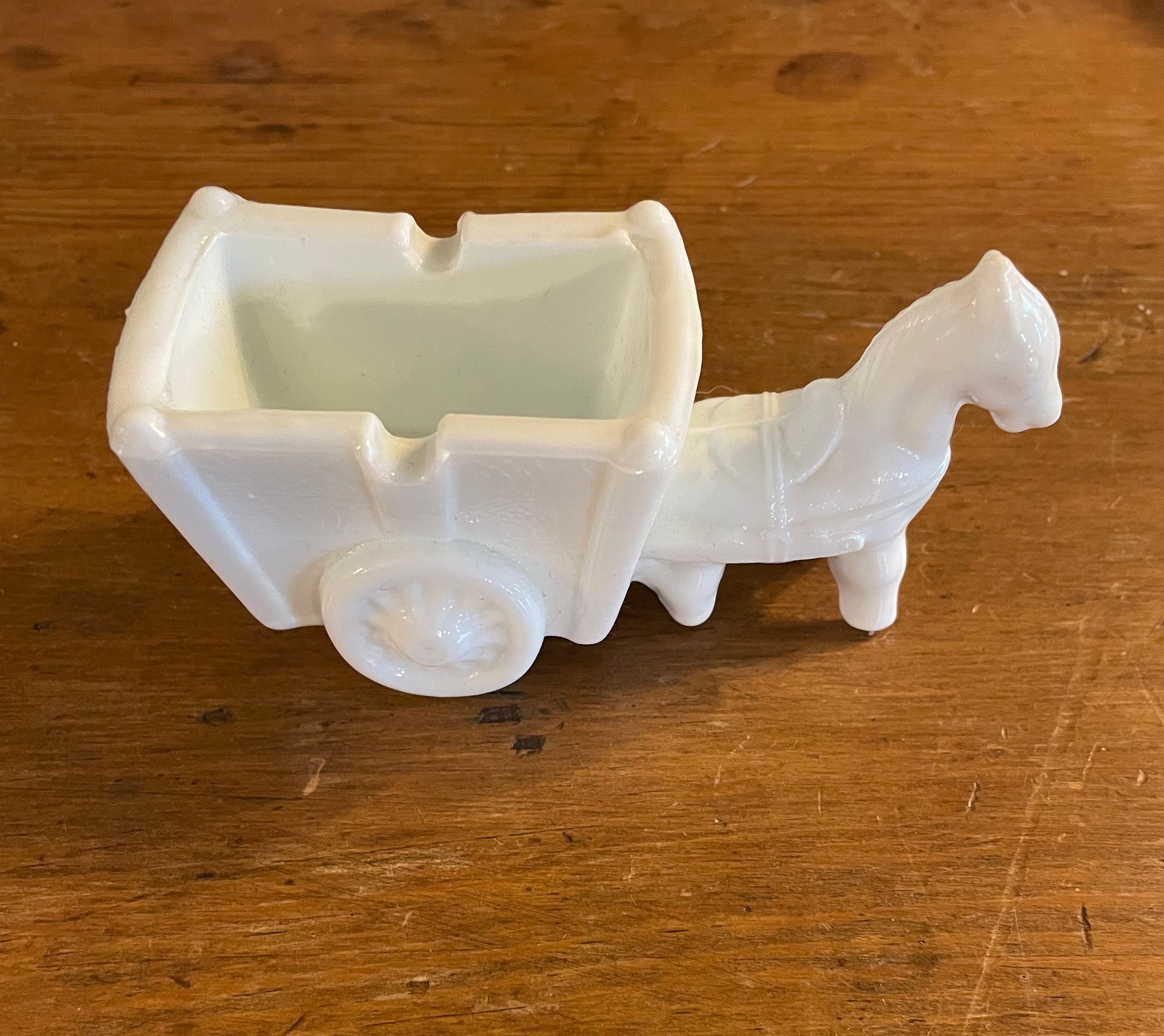 Vintage Pressed Glass Horse and Cart Trinket Tray Ash Tray - Etsy