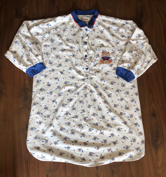 Clearance vintage 80s 90s Night Gear Sleepwear Varsity Teddy Bear
