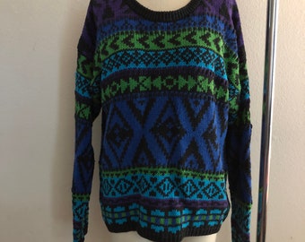 Vintage colorful sweater by BG Basics size large