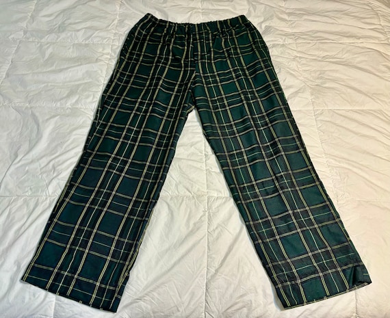 Vintage High Waisted Green Plaid Pants Adult XL Etsy Canada
