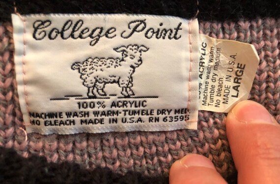 80s Vintage Womens L Geometric Crew Neck Sweater College