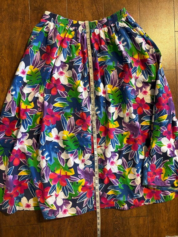 Vintage Liz Wear shirt and skirt set bright flora… - image 9