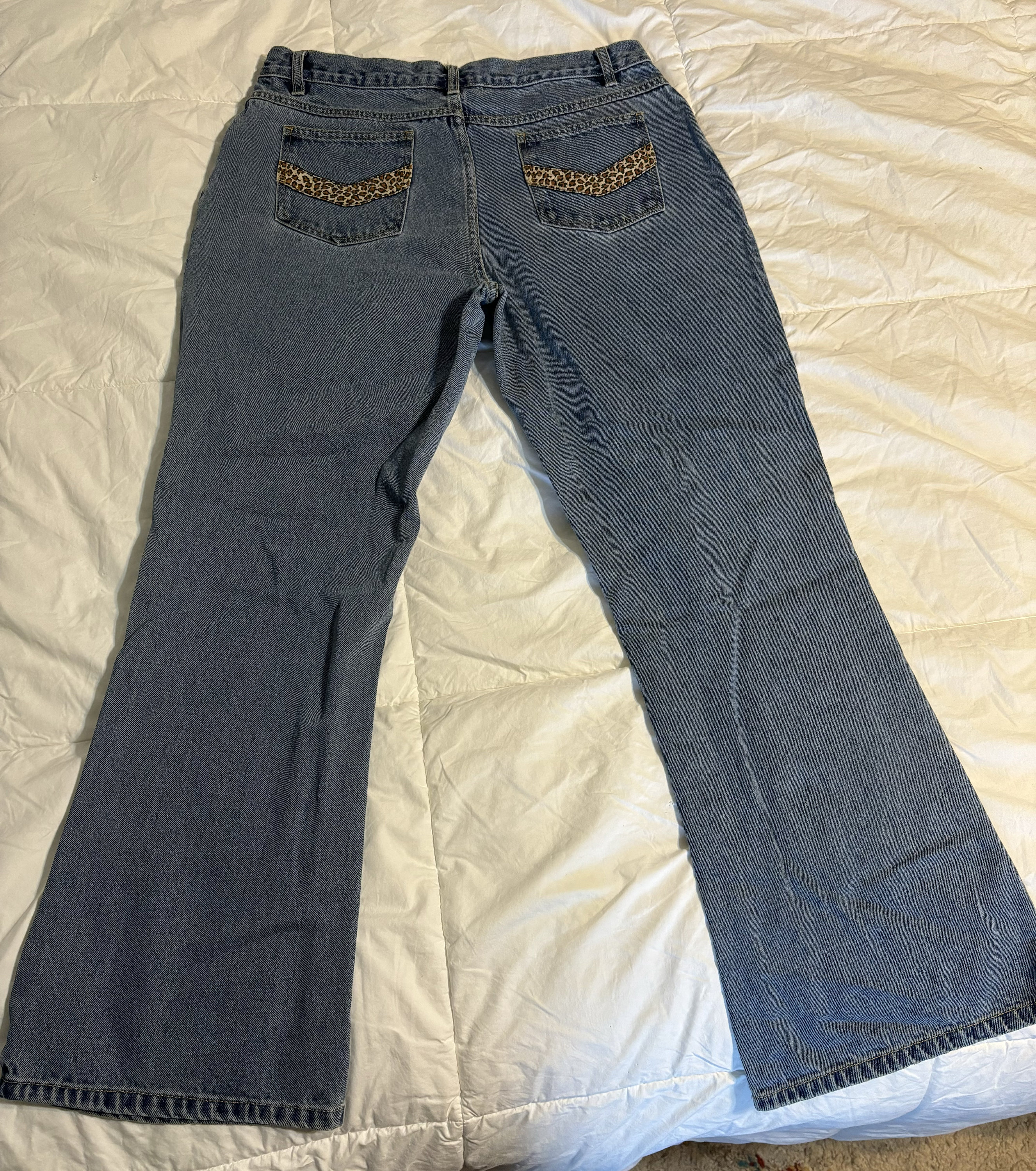 Vintage No Boundaries Leopard Print Pocket Flare Jeans