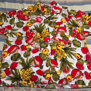 Vintage fruit print button down top women’s large by Esprit Sport pineapple mango papaya apple summer top blouse
