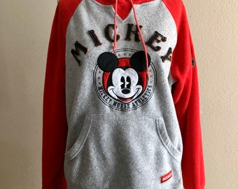Cute vintage Mickey Mouse Athletics fleece hoodie with 28 on sleeve