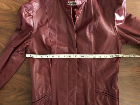 Vintage 80s red/maroon leather jacket women’s siz… - image 7