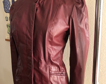 Vintage 80s red/maroon leather jacket women’s size xs/s