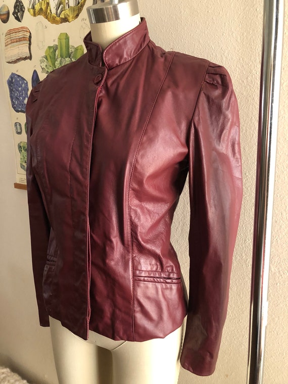 Vintage 80s red/maroon leather jacket women’s siz… - image 1