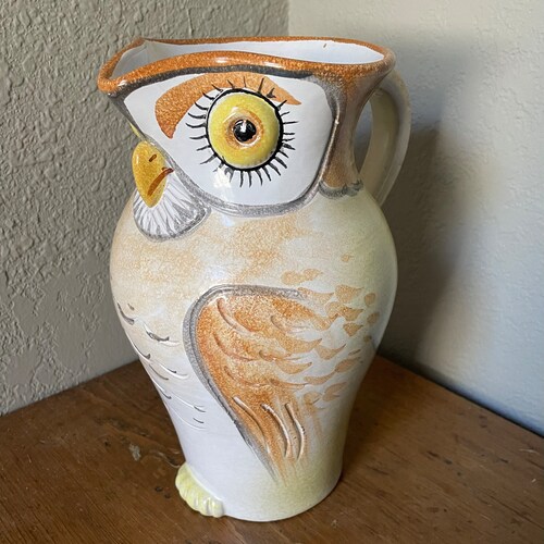 Italian Owl Pottery Pitcher Made in Italy for Gumps Etsy
