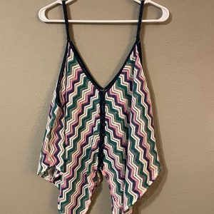 Thrifted vintage style spaghetti strap y2k top chevron pattern