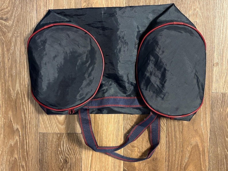 Vintage navy blue with red piping duffel gym bag by Vincente Valentino image 4