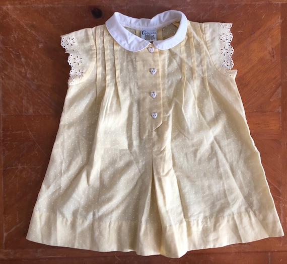 Sweet vintage yellow polka dot girls size 4T dres… - image 1