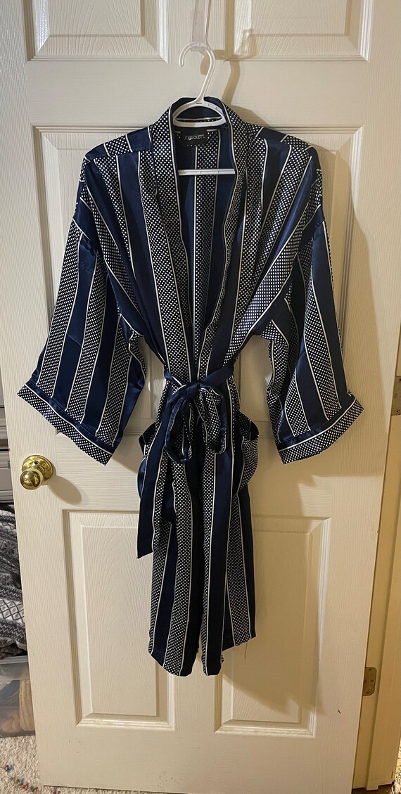 Vintage J Beckett navy blue striped polka dots one