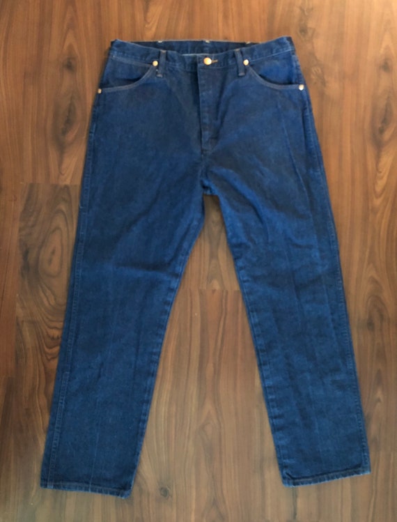 Vintage Wrangler dark wash western jeans size 36x… - image 3