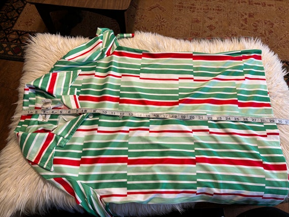 Vintage 1960s/1970s red green and white striped l… - image 6