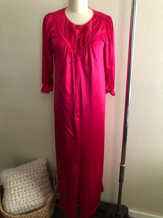 Vintage 70s/80s JCPENNEY magenta pink night gown … - image 1