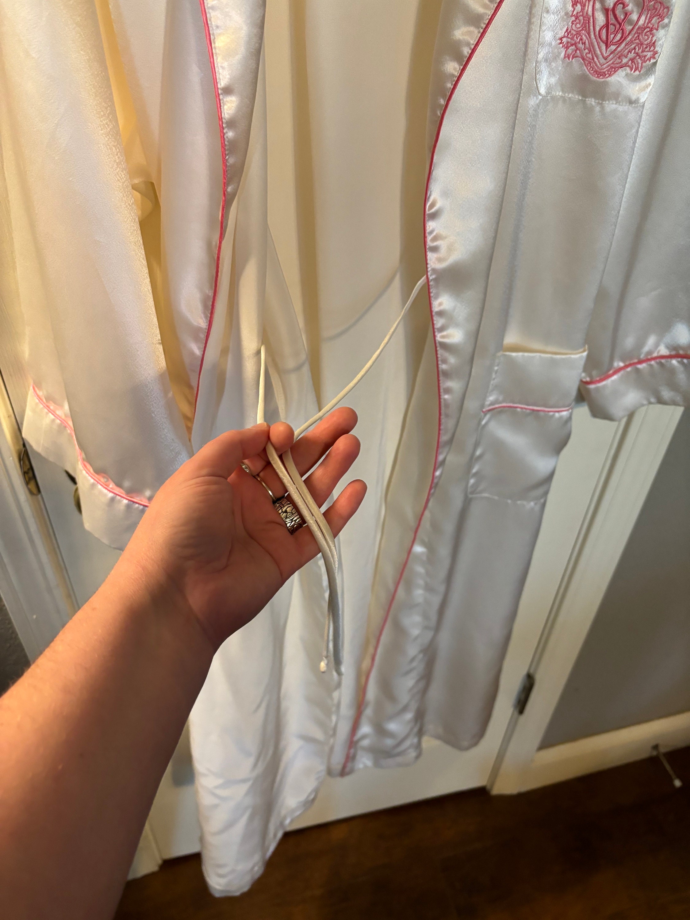 Peignoir épais Victoria's Secret Vintage - Rose/blanc, Taille M/L, Style Kimono