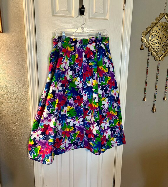 Vintage Liz Wear shirt and skirt set bright flora… - image 5