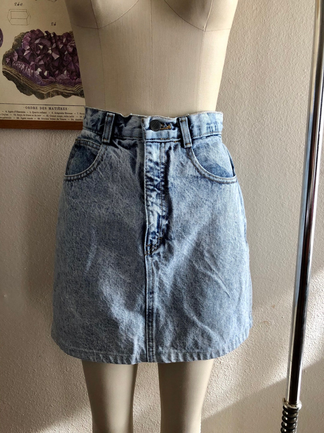 Vintage High Waisted Palmettos Acid Wash Jean Mini Skirt Size - Etsy