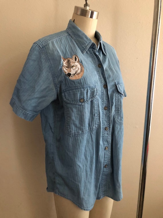 Vintage Christopher & Banks chambray/jean embroid… - image 2