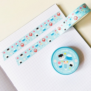 Washi tape motif japonais bleu kawaii 15mm x 10m | Nina Spicy illustration