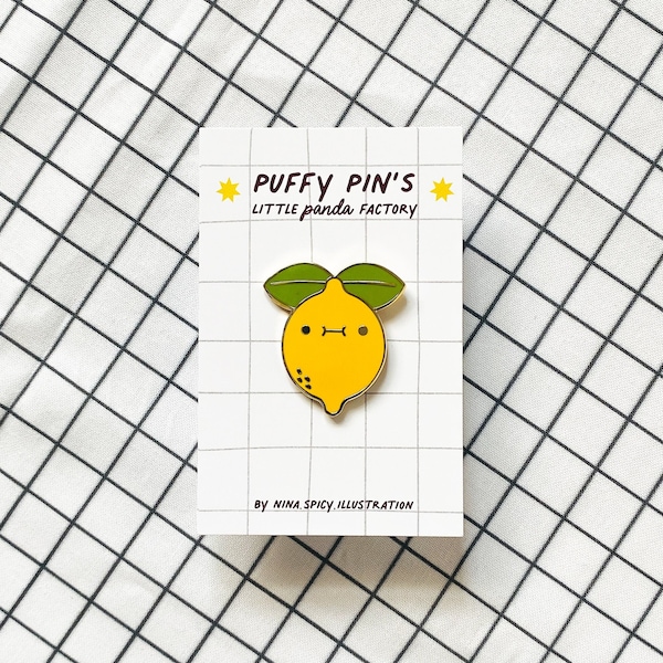 Pins Puffy Lemon | Accessoire Broche en métal doré motif citron | Nina Spicy illustration