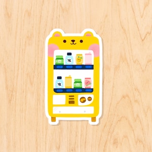 Distributeur Ours mignon japonais | 5 x 3cm | Autocollant mat vending machine | Nina Spicy illustration