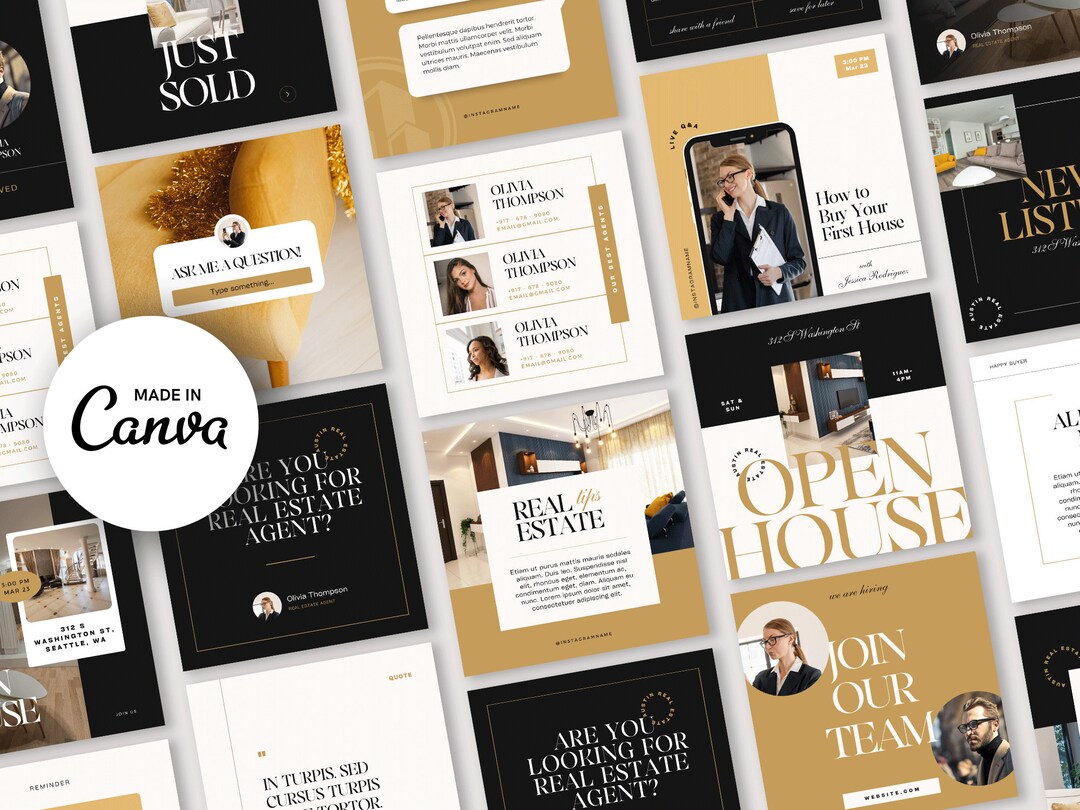 Real Estate Instagram Templates Post + Story | Canva Realtor Social ...