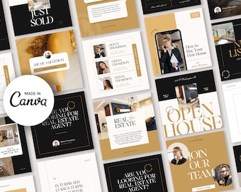 Real Estate Instagram Templates Post + Story | Canva Realtor social media branding | Instagram Canva Template | luxury marketing bundle