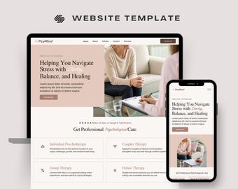 Squarespace Psychologist Website Template | Therapist, Counseling, Mental Health, Private Practice & Online Therapy Website Design for Coach