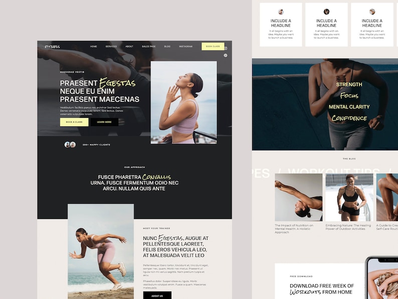Website Template Squarespace 7.1, Fitness Membership, Sport, gym site, Personal trainer, Health Wellness female Coach, Pilates Business yoga image 6