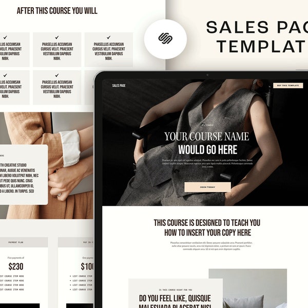 Sales Page Template Squarespace 7.1 | Online Course Launch Template | Website Landing Page Template | Course Creator Templates Online Coach