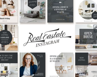 Realtor Canva Templates, Real Estate Agent Instagram Post Templates bundle, Luxury Realtor Marketing & Social Media Branding