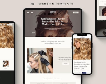Hair Salon Squarespace Website Template for Hairstylist Salon Spa Salon Esthetician, Hairdresser Business website template, skincare beauty