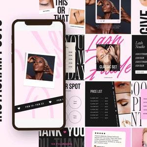 Pink Lash Tech Instagram Post Templates, Lash Artist Canva Template , Lash Extension business Lash Quotes flyer, Social Media, beauty salon