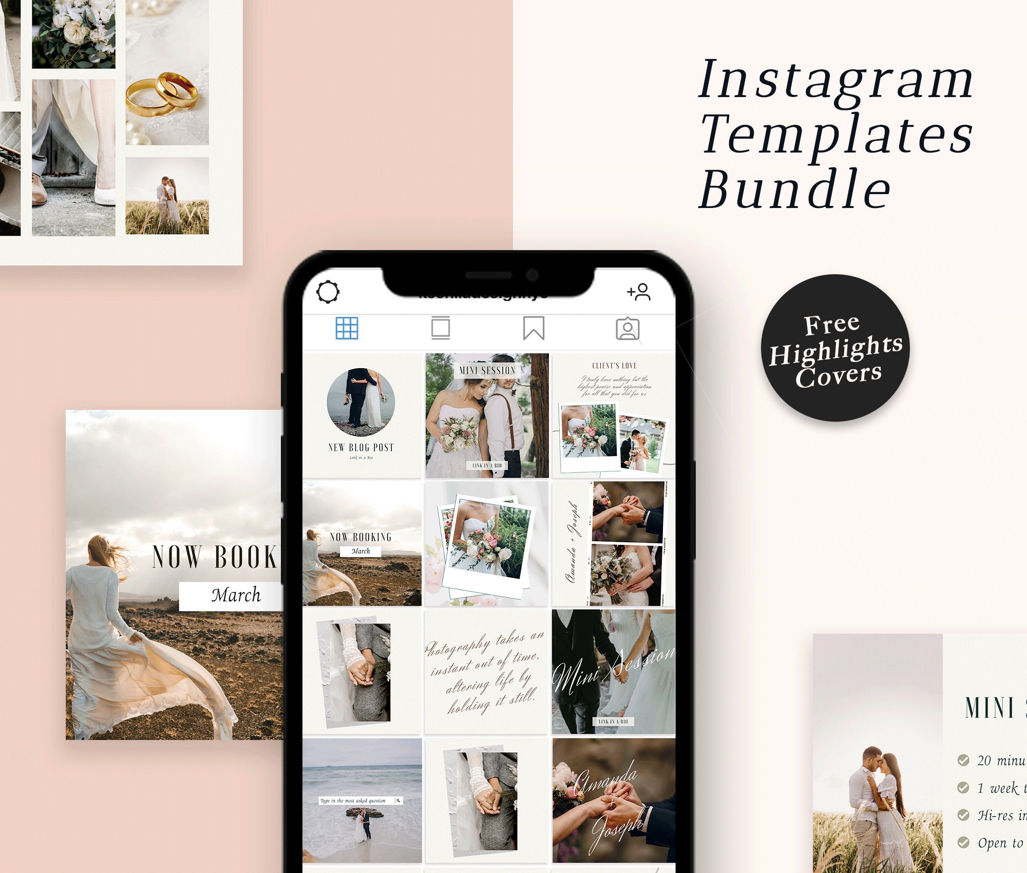 Instagram Template Post and Stories Pack Photography Marketing - Etsy