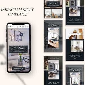 Real Estate Instagram Story Templates | Realtor Canva property stories Templates, social media branding |  Highlight Covers marketing bundle