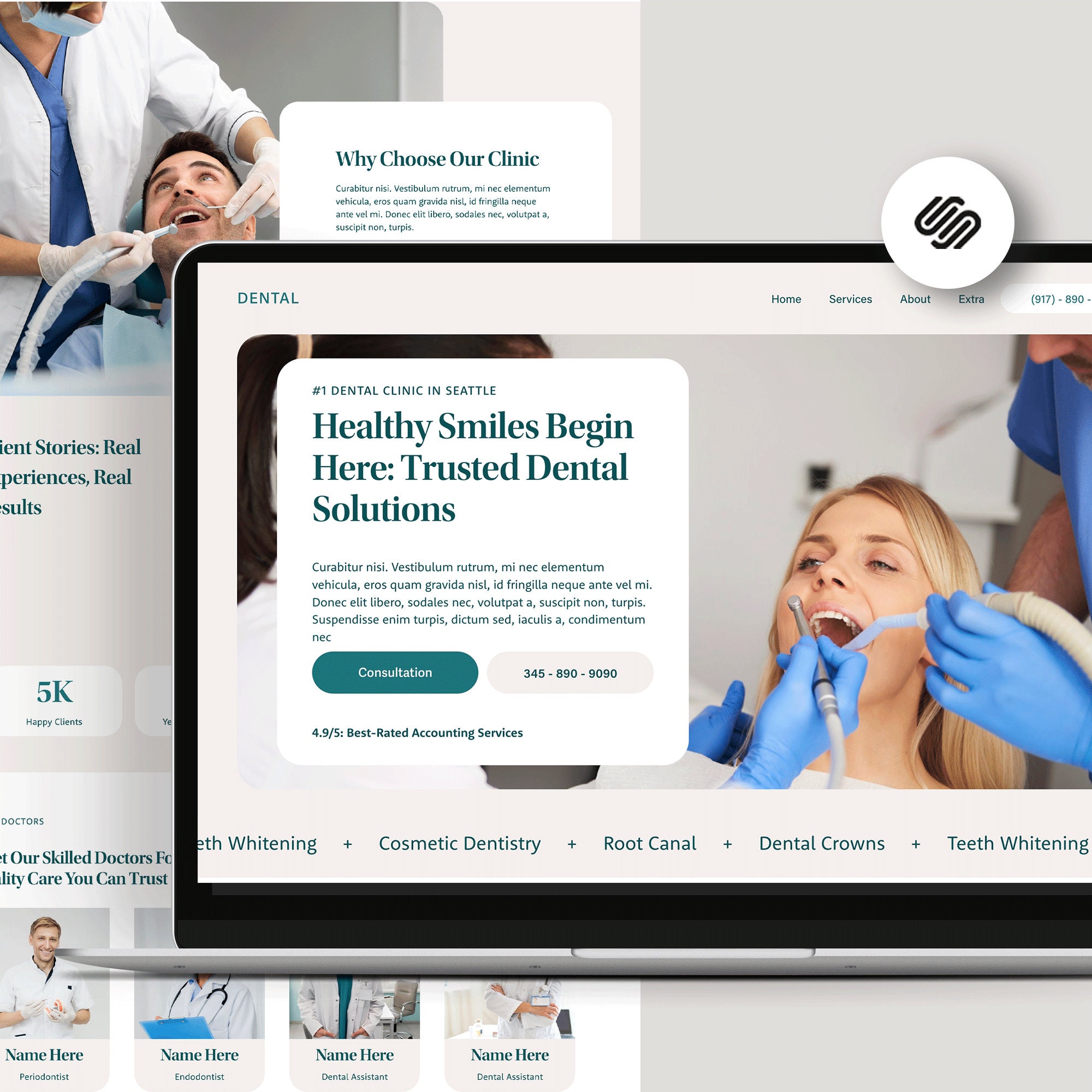 Dental Clinic Squarespace 7.1 Template Website/ Doctor Dentist Medical