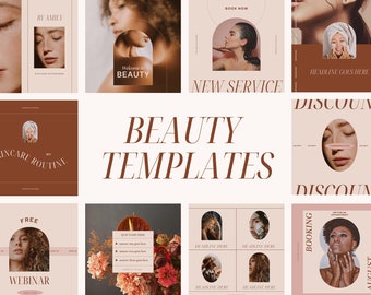 Beauty Instagram Post Story Templates Canva | Makeup Business social media Feed layout Esthetician | Pink spa lash tech eyebrow blogger