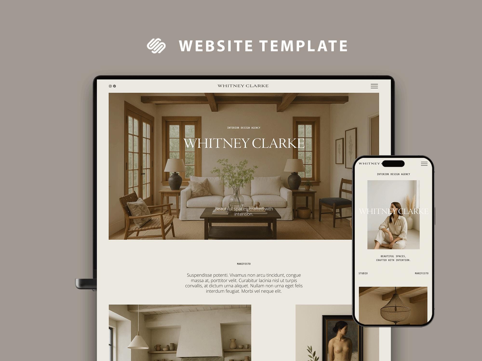 Website Template Squarespace Interior Designer / architect, artist personal site / graphic design Portfolio gallery website / Small Business