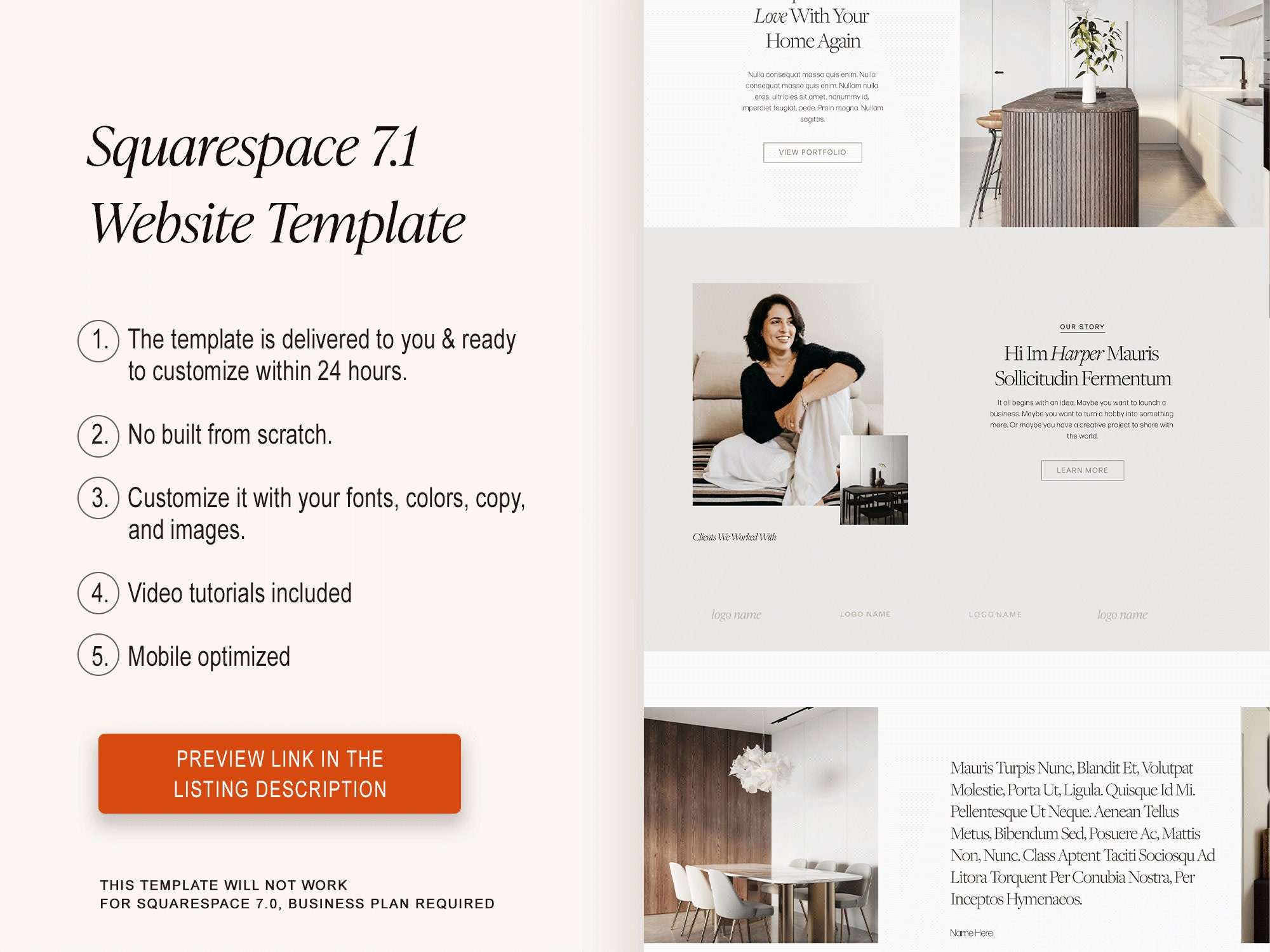Website Template Squarespace Interior Designers/ Architect Responsive ...