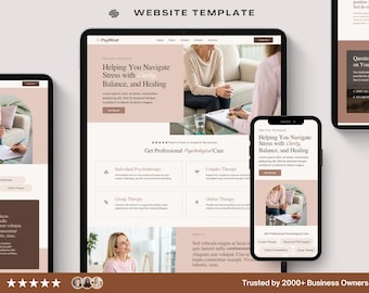 Squarespace Psychologist Website Template | Therapist, Counseling, Mental Health, Private Practice & Online Therapy Website Design for Coach