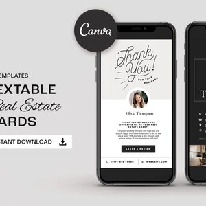 Realtor digitale visitekaartjebundel | Tekstbare kaarten | Vastgoedmarketing | Canva-sjablonen | Tekstbare prospectiekaarten | Open huis