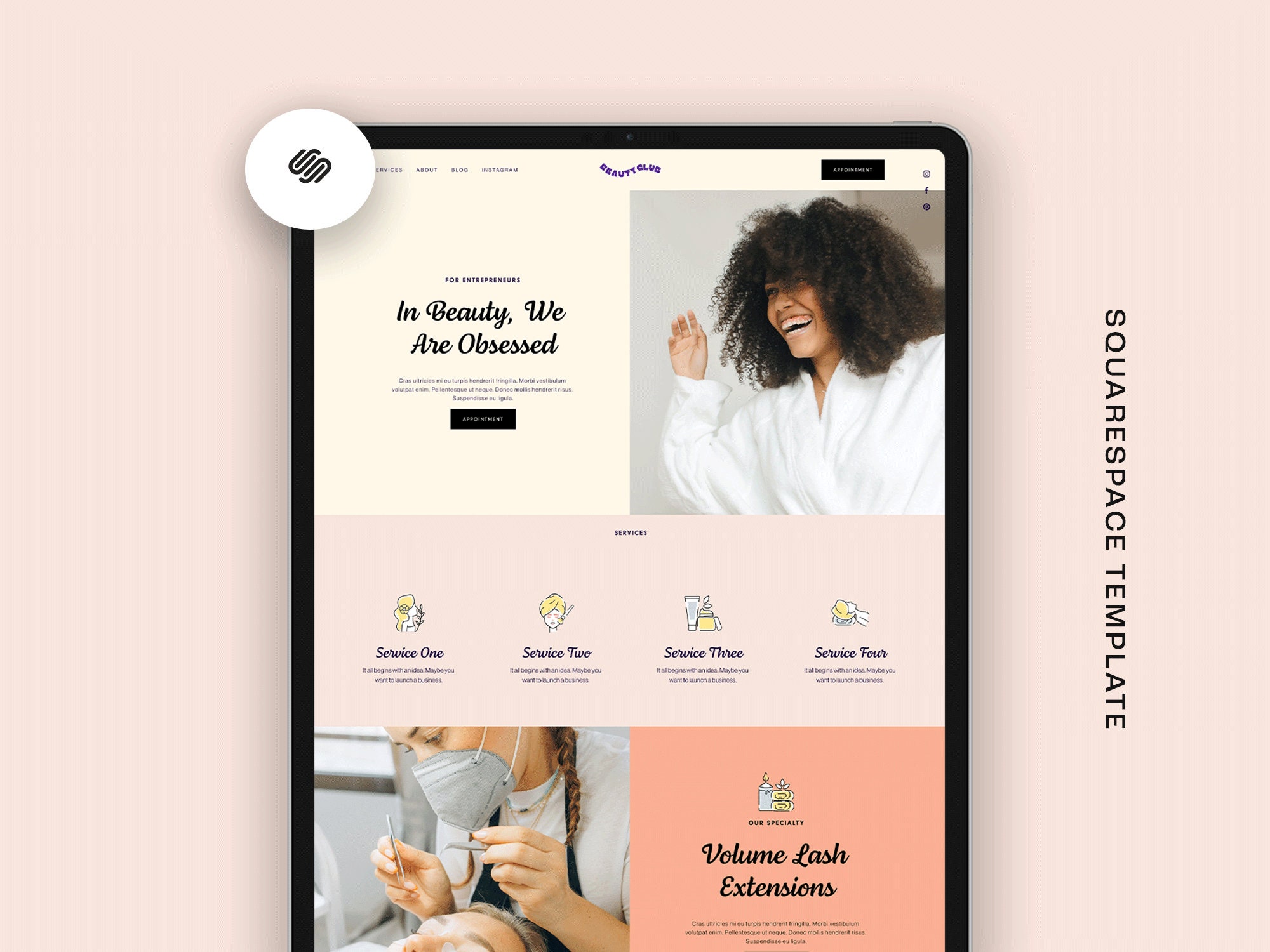 Spa Squarespace Website Template Feminine Beauty Salon Esthetician Spa Squarespace Website Template Feminine Beauty Salon Esthetician
